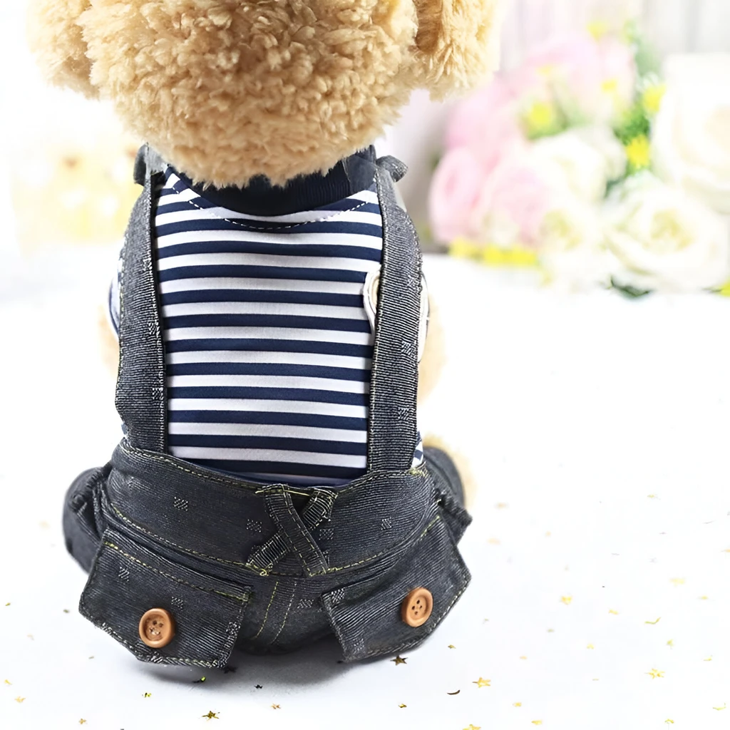 Dog Hugs Cat Denim Four-Legged Pet Dog Clothes