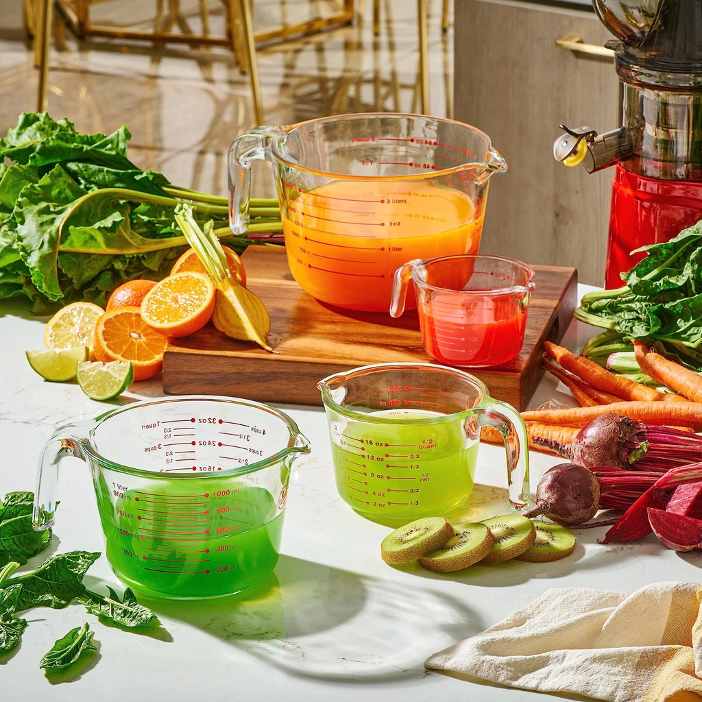 Le'raze Decor Glass Measuring Cup – Kitchen Mixing Bowl & Liquid Measure