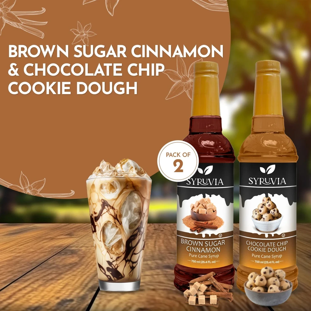 Syruvia Variety Pack, Brown Sugar Cinnamon, Chocolate Chip Cookie Dough Coffee