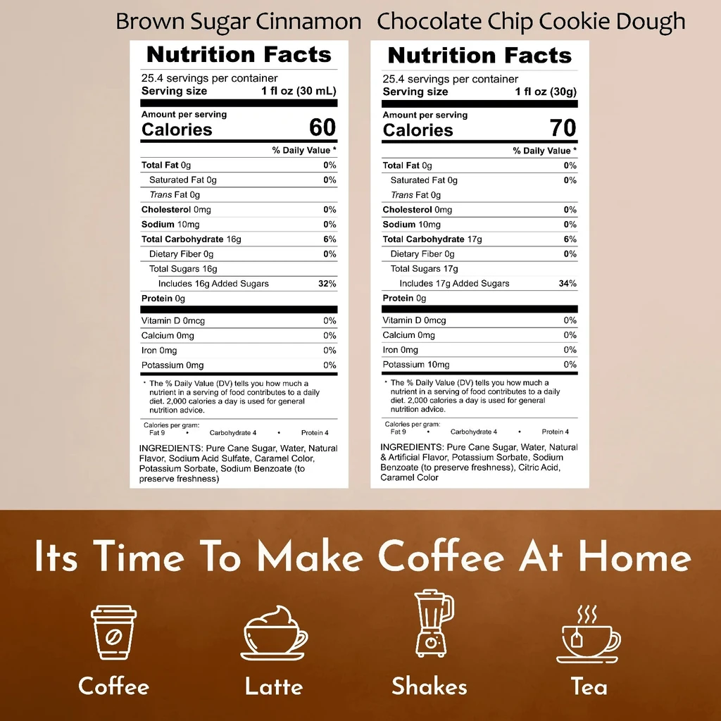 Syruvia Variety Pack, Brown Sugar Cinnamon, Chocolate Chip Cookie Dough Coffee