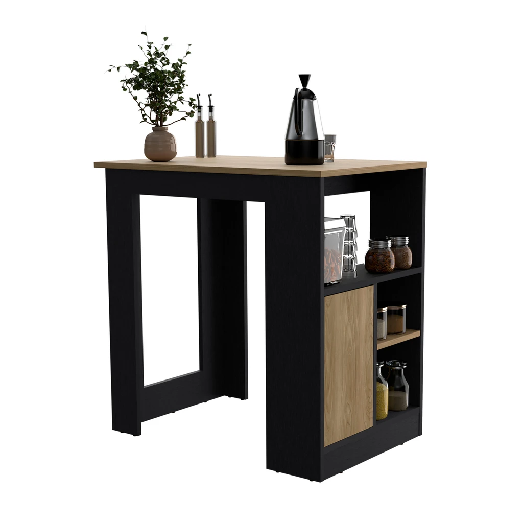 Tuhome Furniture Stirling Kitchen Island With 1-Door Cabinet And Side Shelves