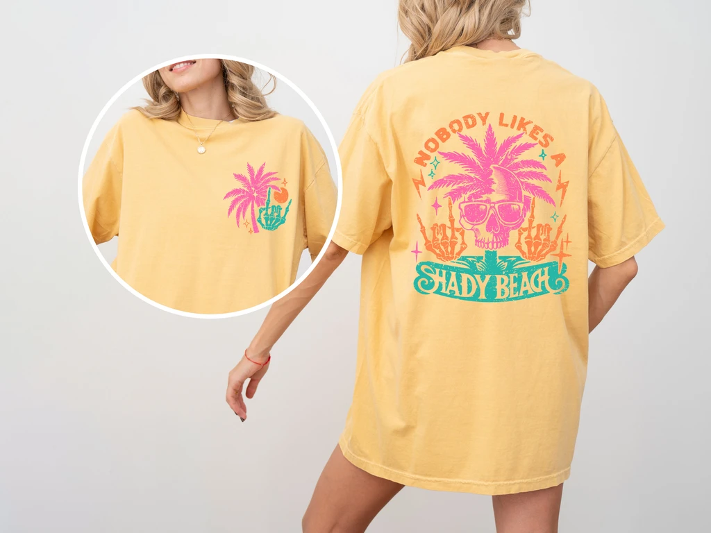 Refinery Number One Nobody Likes a Shady Beach, Skeleton, Fun, Beach Wear, Hot Girl Summer, Palm Tree, Tshirt Comfort Colors T-Shirt