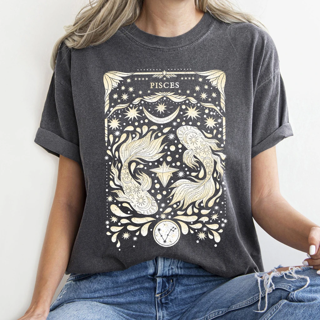 Refinery Number One Pisces Celestial Zodiac Comfort Colors Tees, Horoscope, Astrology