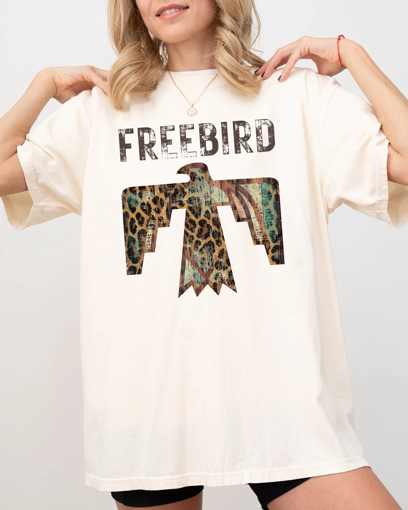Refinery Number One Free Bird, Western Thunderbird, Leopard Print, Concert Tee, Country, Rock Music Tshirt Comfort Colors T-Shirt
