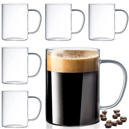 Le'raze Decor Ultra Durable Sleek Glass Coffee Mugs With Handle