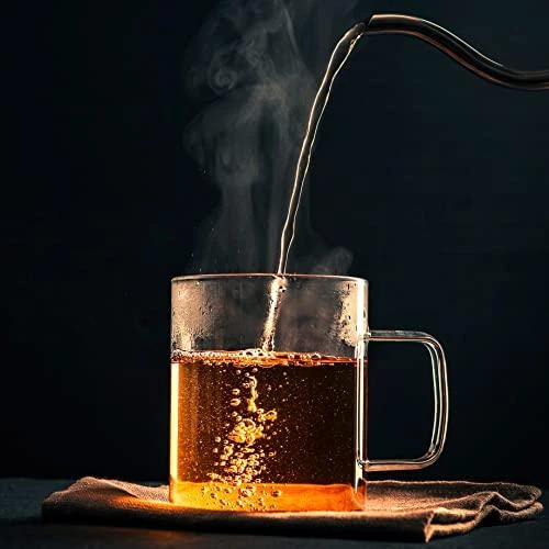 Le'raze Decor Ultra Durable Sleek Glass Coffee Mugs With Handle