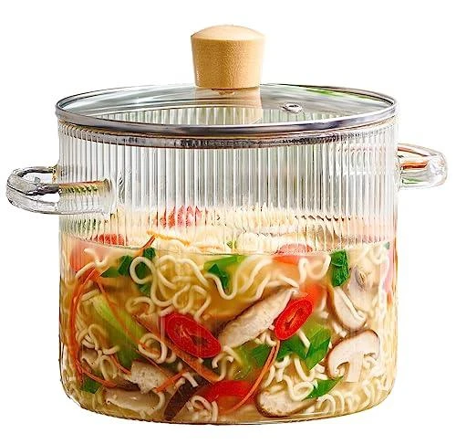 Le'raze Decor Glass Cooking Pot With Lid