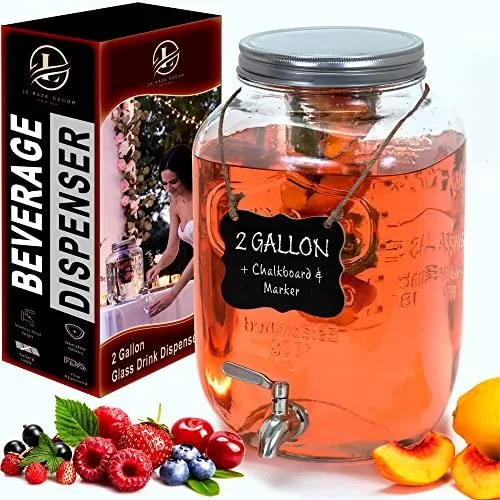 Le'raze Decor Glass Beverage Dispenser With Leakproof Spigot & Infuser