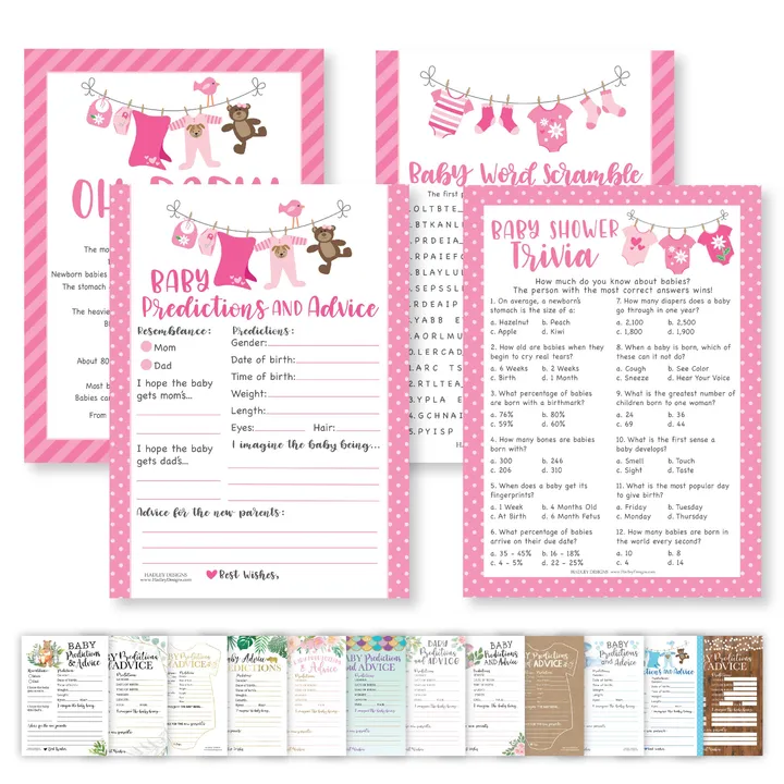 Hadley Designs Word Scramble, True Or False, Predictions, Trivia Baby Shower Games