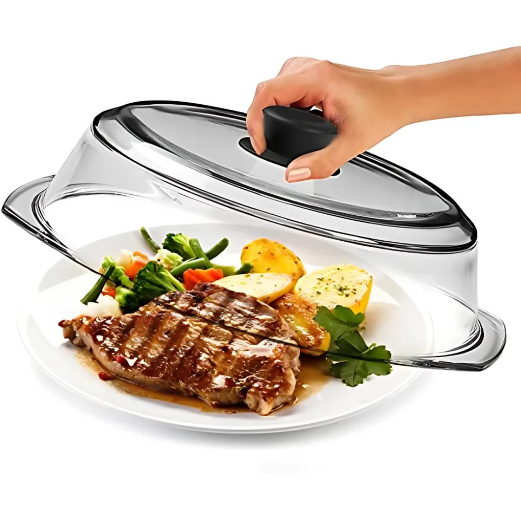 Le'raze Decor Tall Glass Microwave Splatter Cover For Food