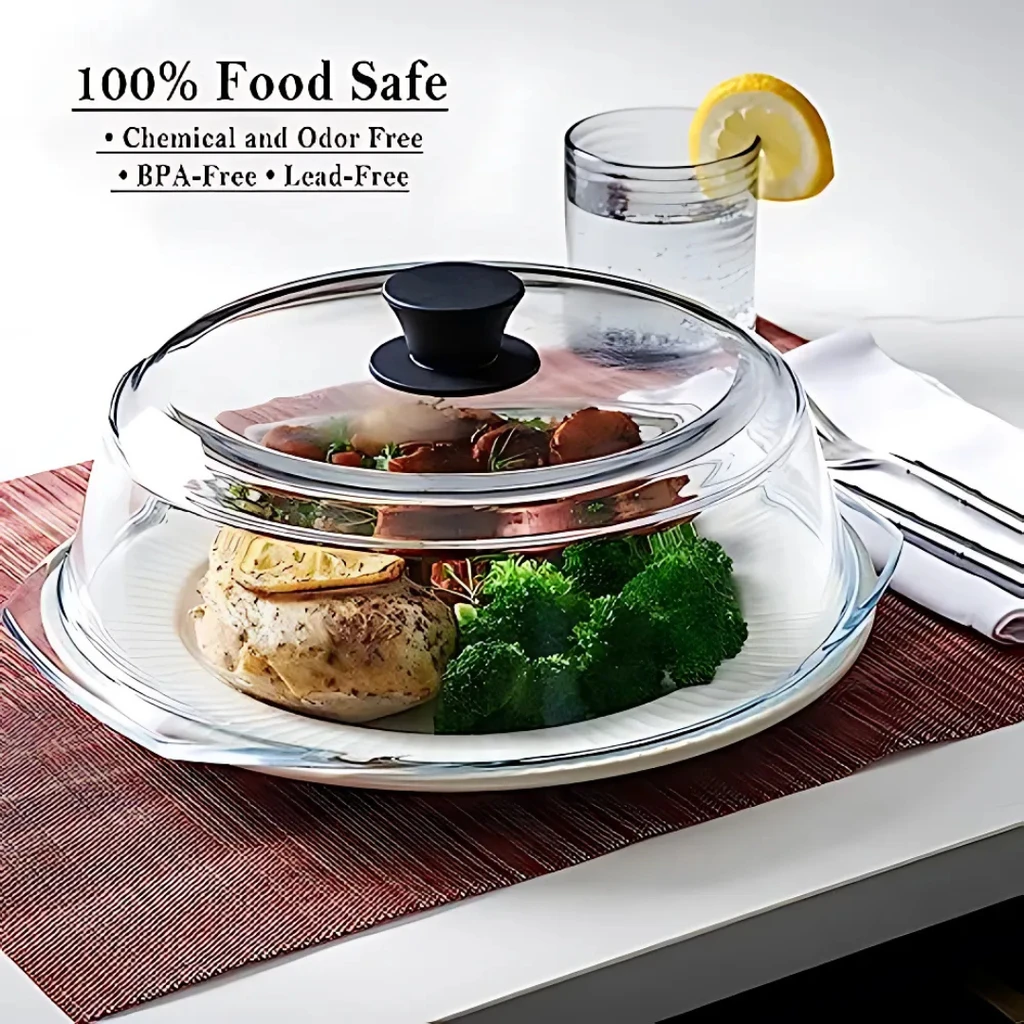 Le'raze Decor Tall Glass Microwave Splatter Cover For Food