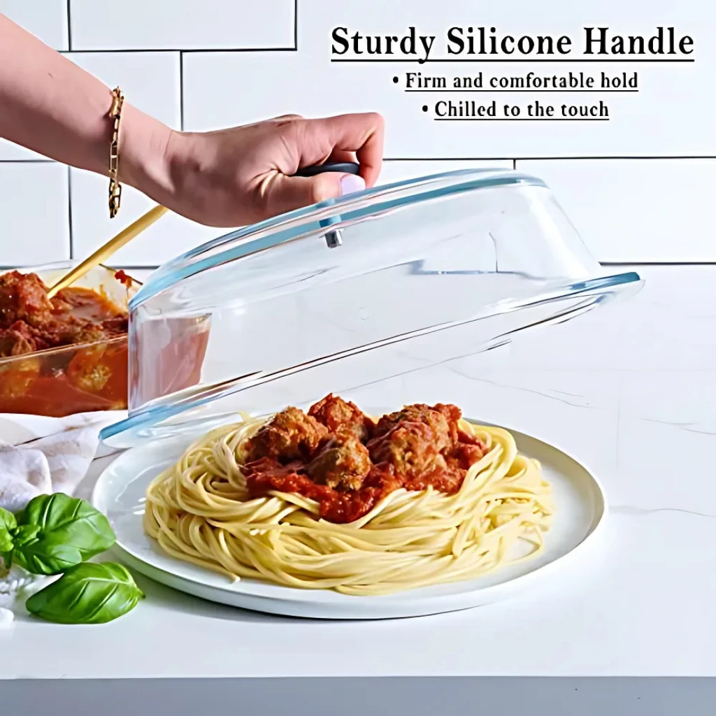 Le'raze Decor Tall Glass Microwave Splatter Cover For Food