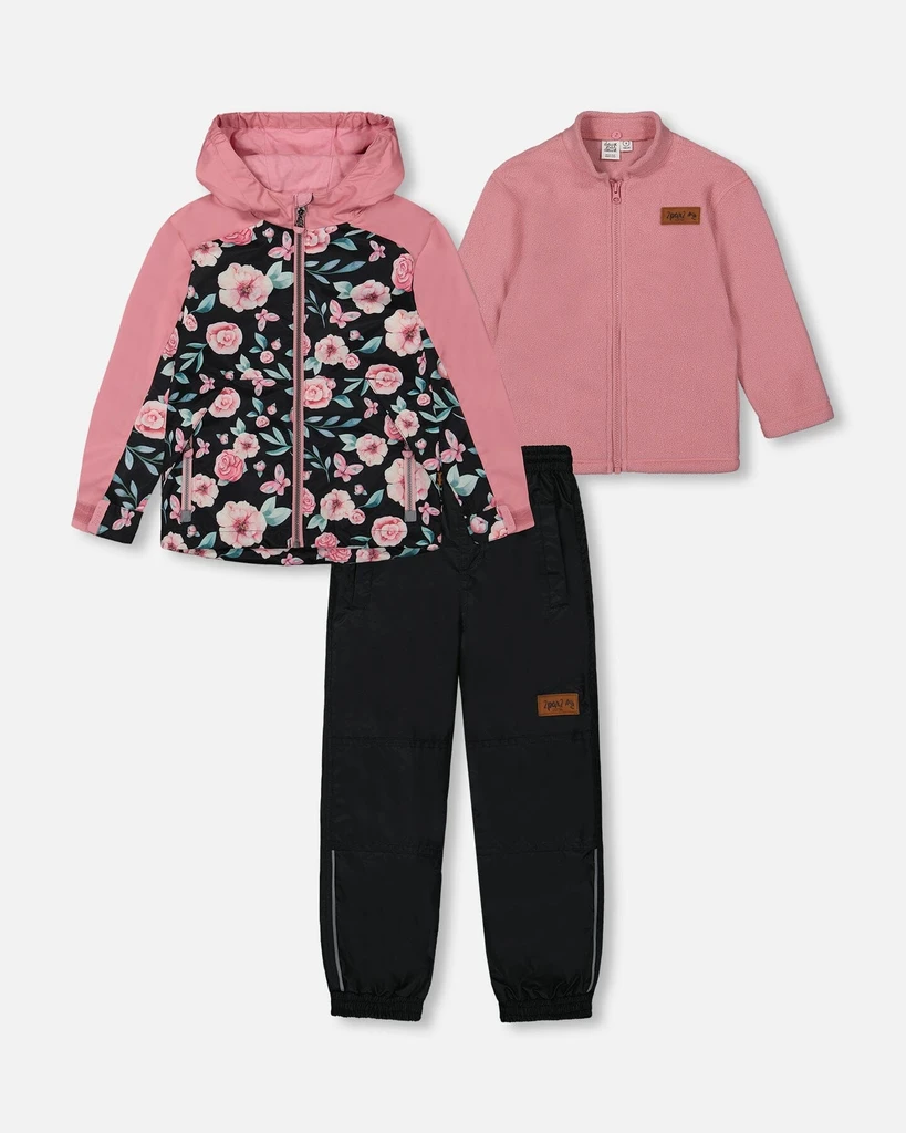 Deux par Deux 3-In-1 Mid-Season Outerwear Set With Printed Jacket