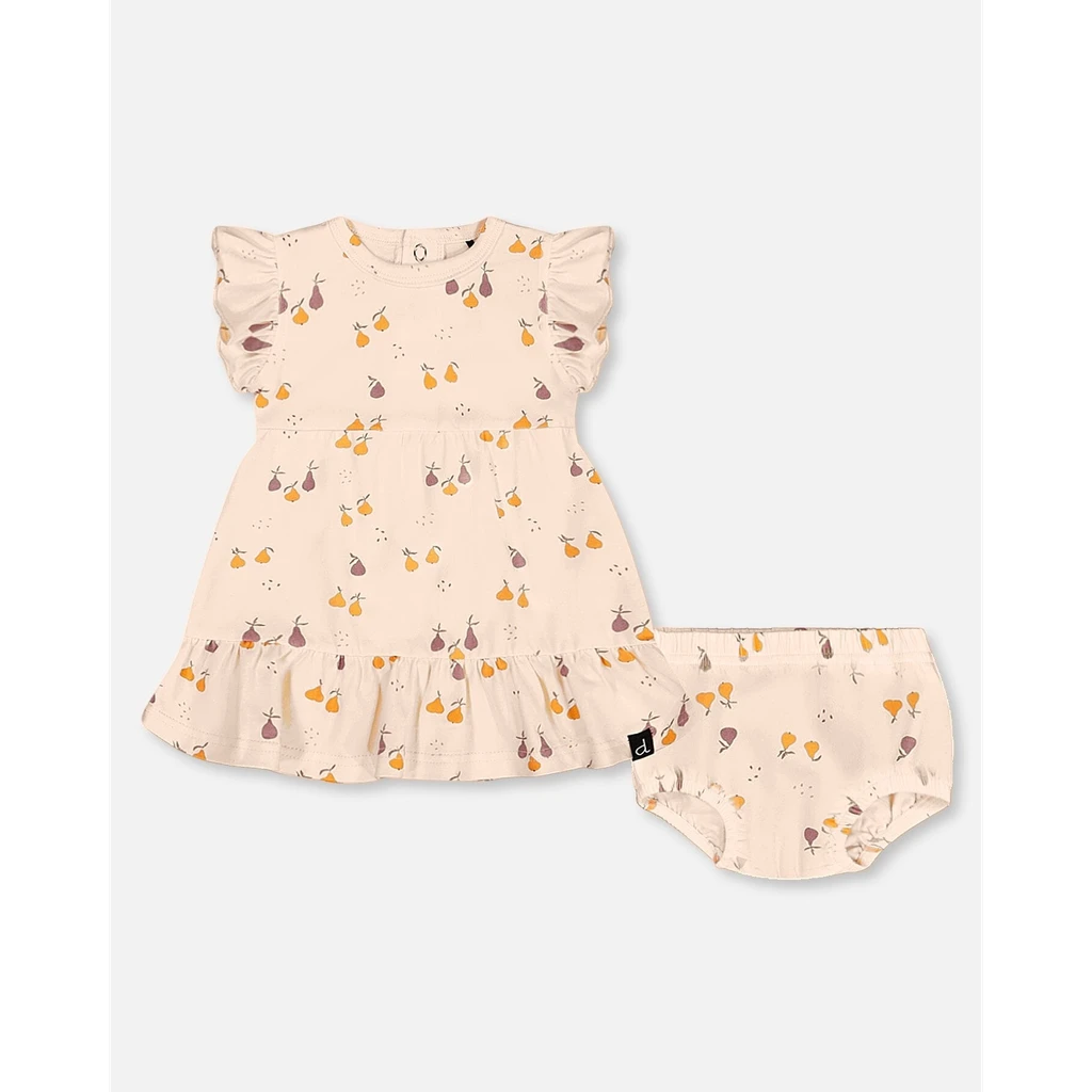 Deux par Deux Printed Organic Cotton Dress And Bloomer Set