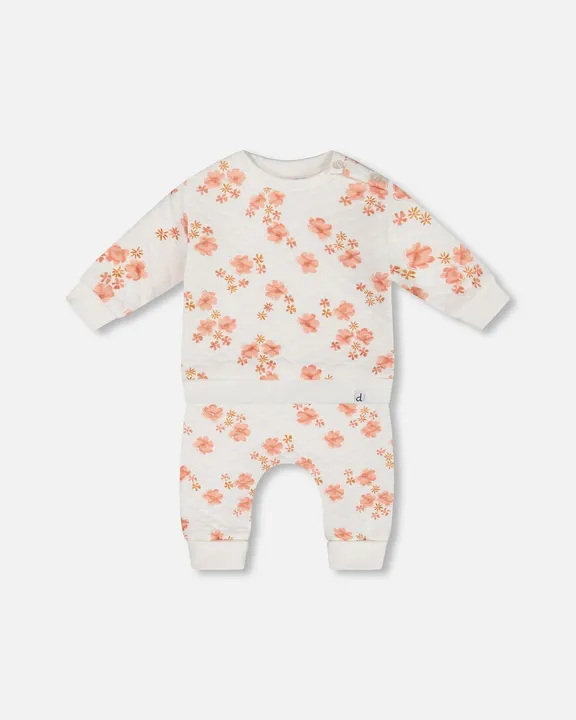 Deux par Deux Printed Quilted Top And Pant Set