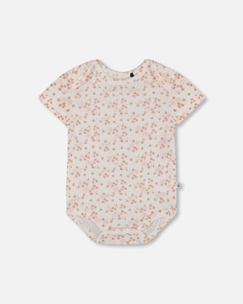 Deux par Deux Organic Cotton Pointelle Onesie Printed