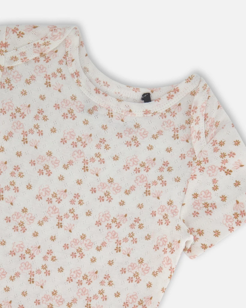 Deux par Deux Organic Cotton Pointelle Onesie Printed