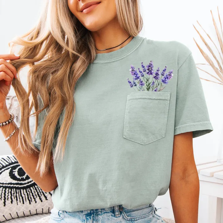 Refinery Number One Lavender Floral Pocket Tee - Stylish & Comfortable