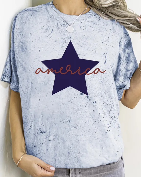 Refinery Number One Retro America Star, Red White Blue, Patriotic, Color Blast, Comfort Colors Tshirt