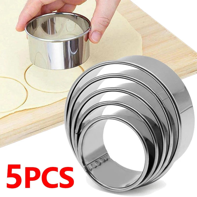 Crumbly Co Stainless Steel Biscuit Mold Set – Round Pastry Cutter for Dumpling