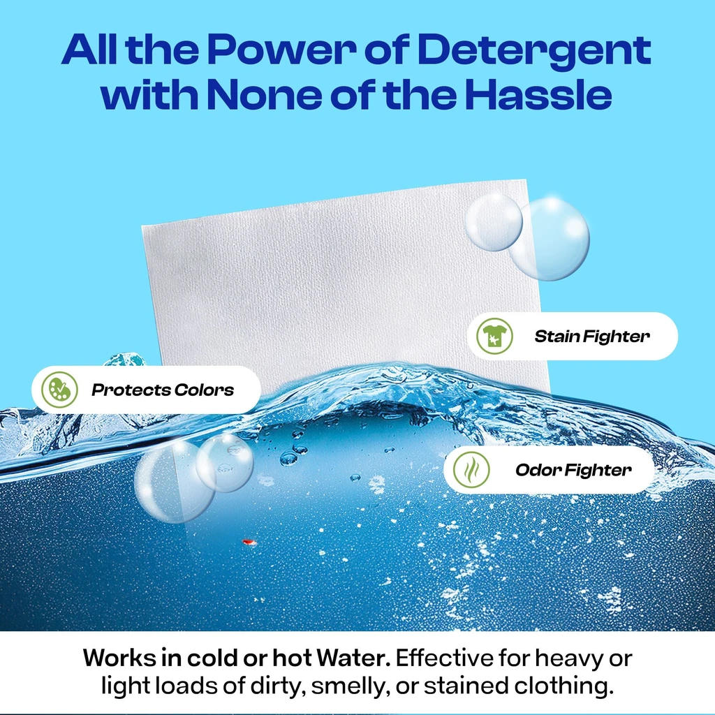 Bell + Howell Happy Hour Laundry Detergent Sheets up to 120 Loads, Non Toxic, for Sensitive Skin, Recyclable, Eco-Friendly