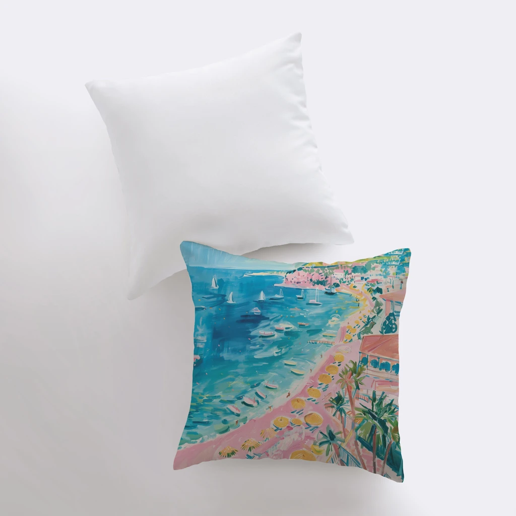 UniikPillows Colorful Coastal Town Throw Pillow - Cover Only