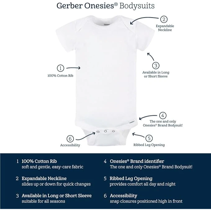 Krediz Gerber Baby 8-Pack Short Sleeve Onesie Bodysuits