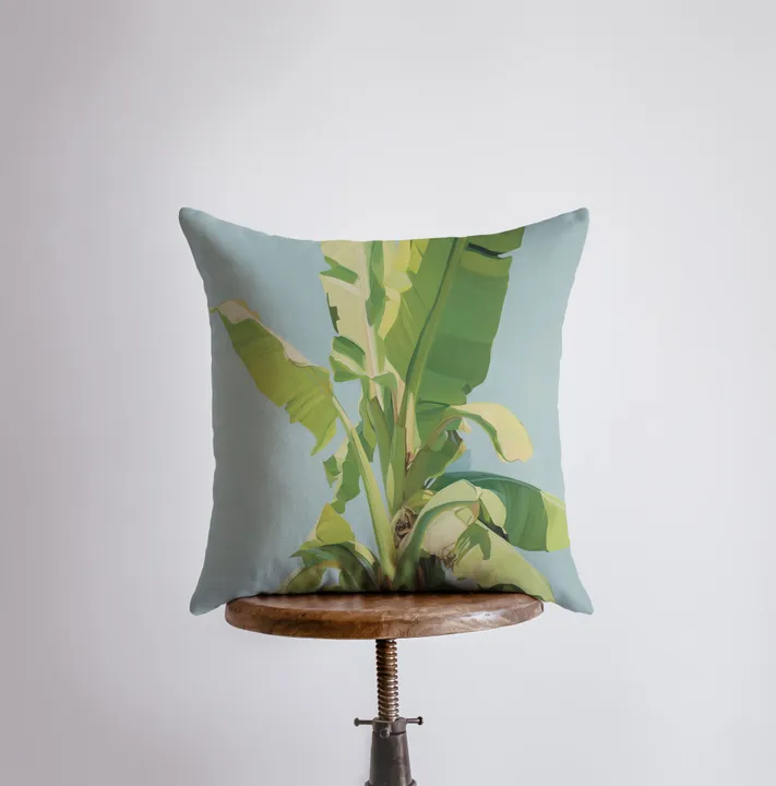 UniikPillows Blue Sky Palm Tree | Gouache Painting | Tropical Oasis - Cover Only