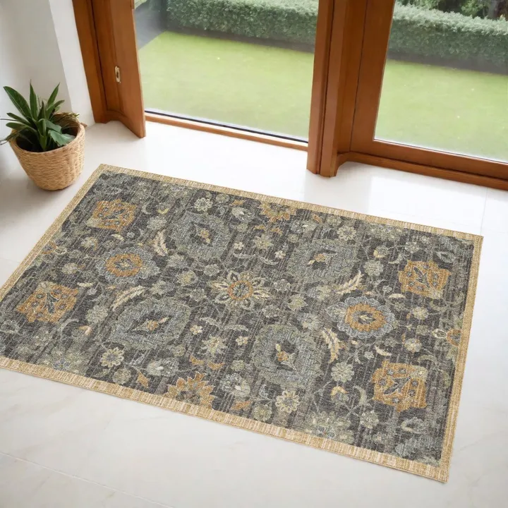 HomeRoots Vintage Floral Traditional Indoor Accent Rug