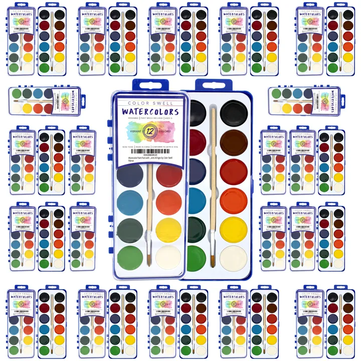 Color Swell Best Watercolor Brushes Paint Pack with Wood Brushes