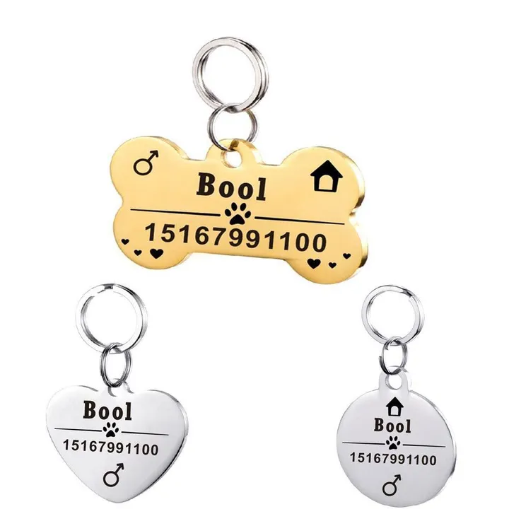 Dog Hugs Cat Custom Engraved Stainless Steel Pet ID Tag