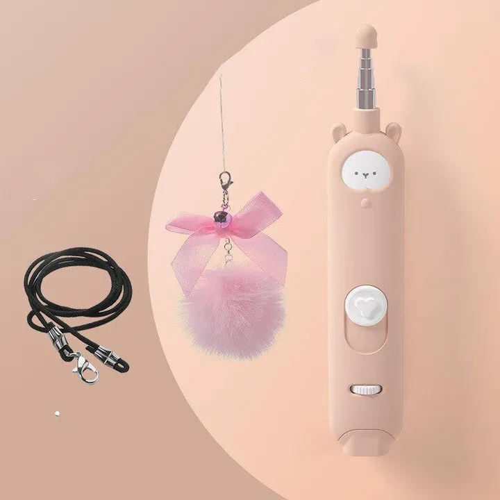 Dog Hugs Cat Interactive Cat Teaser Stick with Laser, Feather & Bell