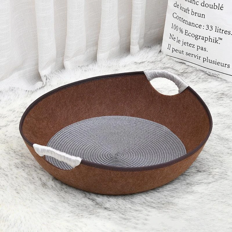 Dog Hugs Cat Luxury Felt Nest Style Cat Litter Box | Elegant & Functional