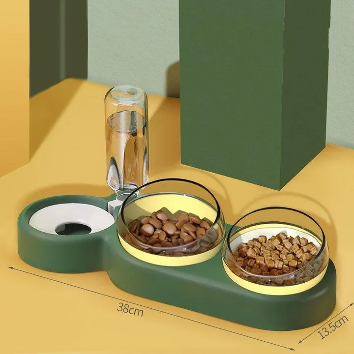 Dog Hugs Cat Snail Pet 3 Bowls Automatic Water Fountain for Cats