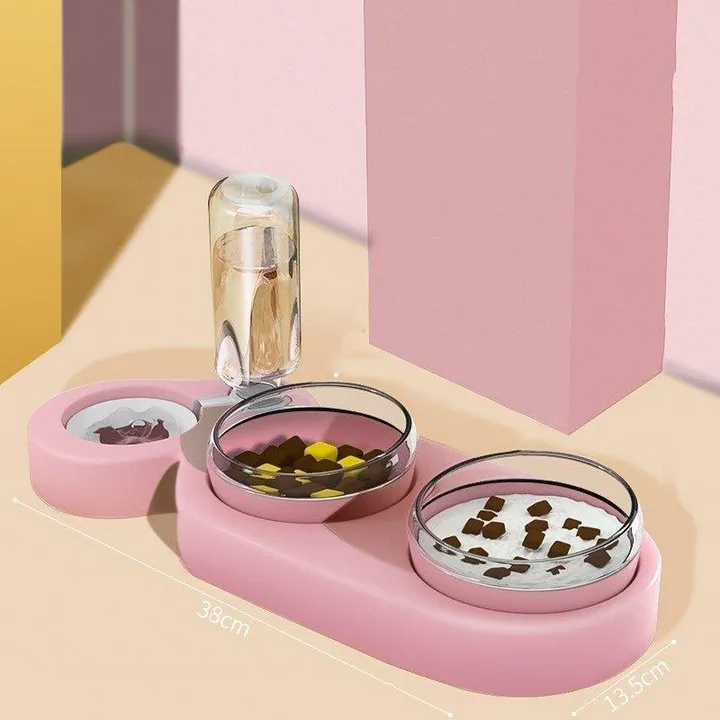Dog Hugs Cat Snail Pet 3 Bowls Automatic Water Fountain for Cats