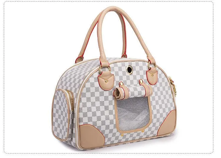 Dog Hugs Cat Luxury Leather Pet Travel Tote for Dogs & Cats