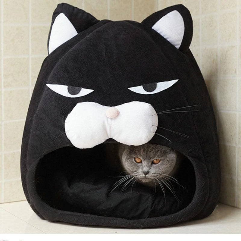 Dog Hugs Cat Cozy Haven Plush Cat Bed | Breathable & Stylish Pet Nest