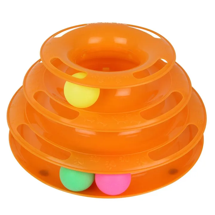 Dog Hugs Cat Interactive Kitty Playland: Stacked Ball Disk Toy