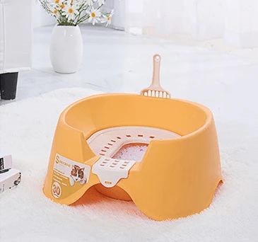 Dog Hugs Cat Oversize Semi-Enclosed Spillproof Cat Litter Pan