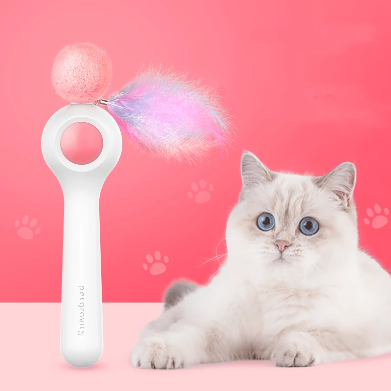 Dog Hugs Cat Playful Feline Gravity Wand | Interactive Cat Toy