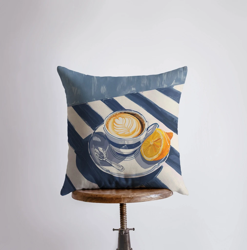 UniikPillows Morning Latte | Gouache Painting | Latte Picnic | Coffee | Food Pillow | Still Life | Throw Pillow | Home Decor | Gift for Her |Pillow Cover by UniikPillows