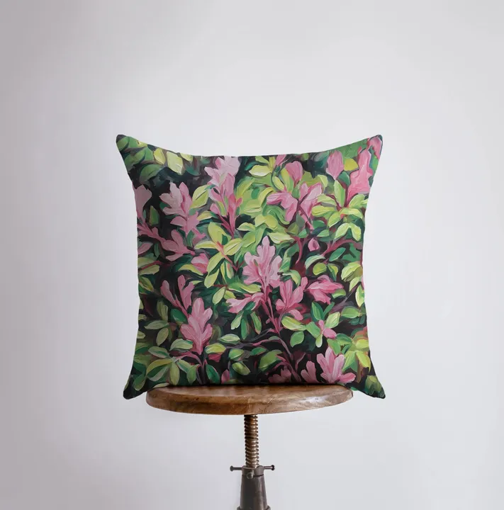 UniikPillows Pink Flower Hedge | Plant | Gouache Painting | Cottagecore | Tropical | Throw Pillow | Home Decor | Gift for Her | Pillow Cover |Travel Gift by UniikPillows