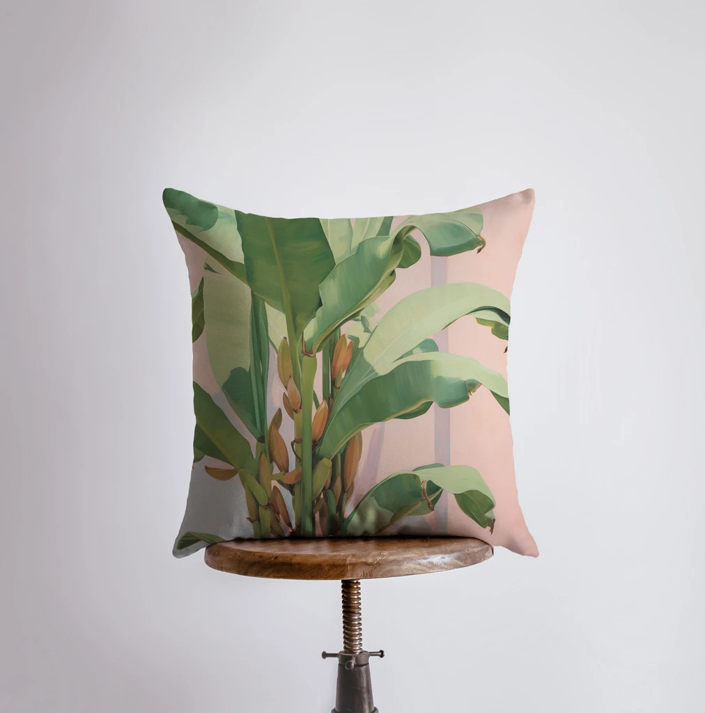 UniikPillows Pink Palm Tree | Gouache Painting | Tropical Oasis | Plant | Throw Pillow | Beach | Home Decor | Gift for Her | Pillow Cover | Travel Gift by UniikPillows