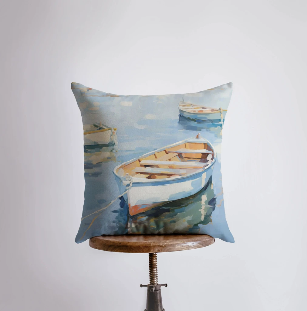 UniikPillows Sailboat on Blue Water | Gouache Painting | Coastal | Ocean | Throw Pillow | Beach | Home Decor | Gift for Her | Pillow Cover | Travel Gift by UniikPillows