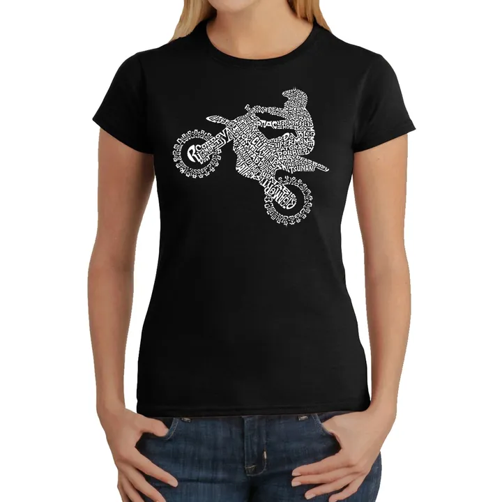 Los Angeles Pop Art FMX Freestyle Motocross - Women's Word Art T-Shirt