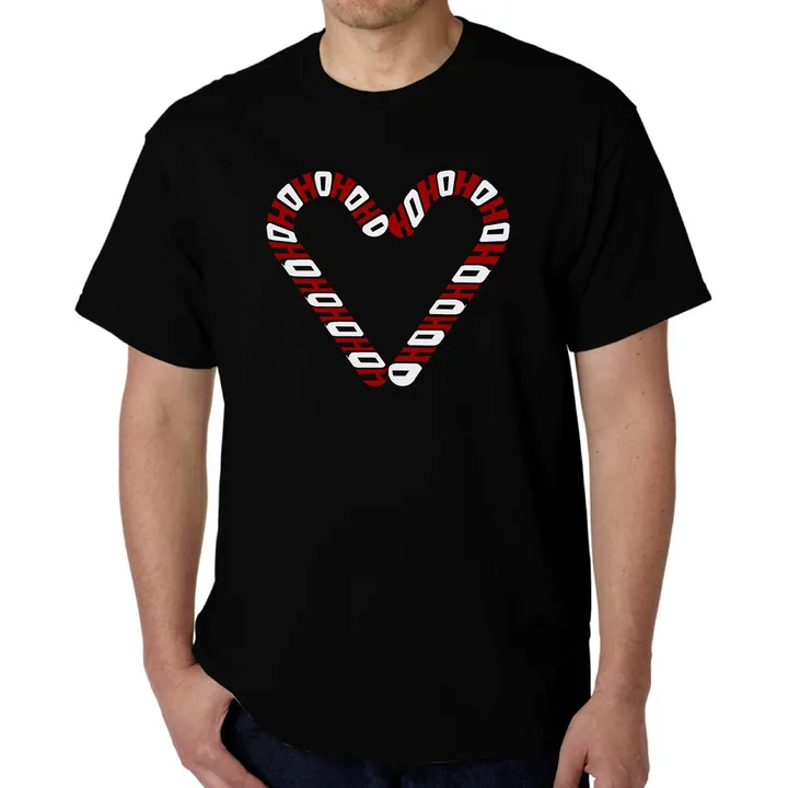Los Angeles Pop Art Candy Canes Ho Ho Ho Men's T-Shirt for Holiday Cheer