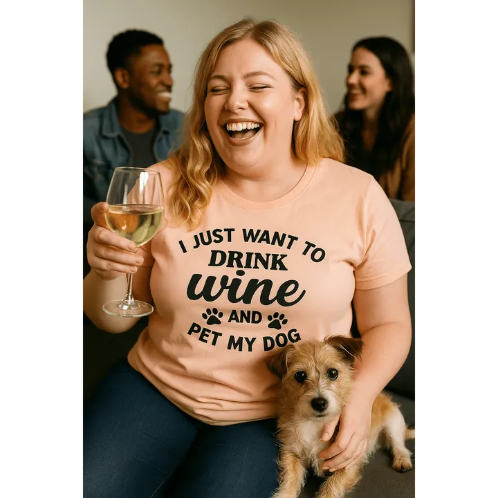 Furr Baby Gifts I Just Want to Drink Wine and Pet My Dog T-Shirt