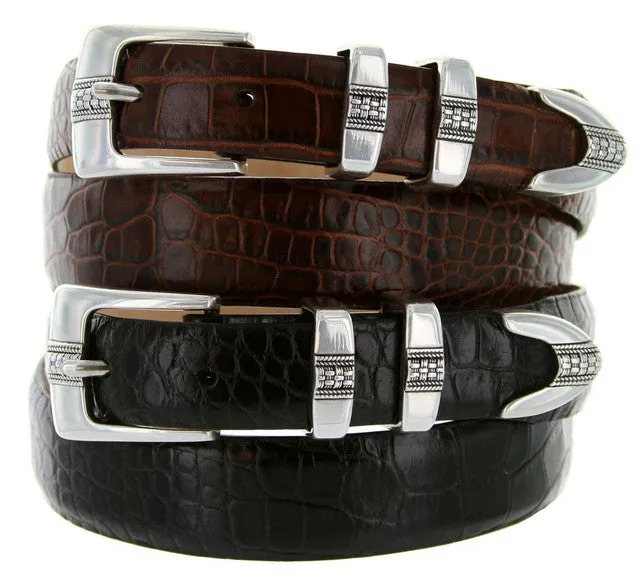 Belt Rhinestone Miller Genuine Full-Grain Leather Designer Dress Belt for Men