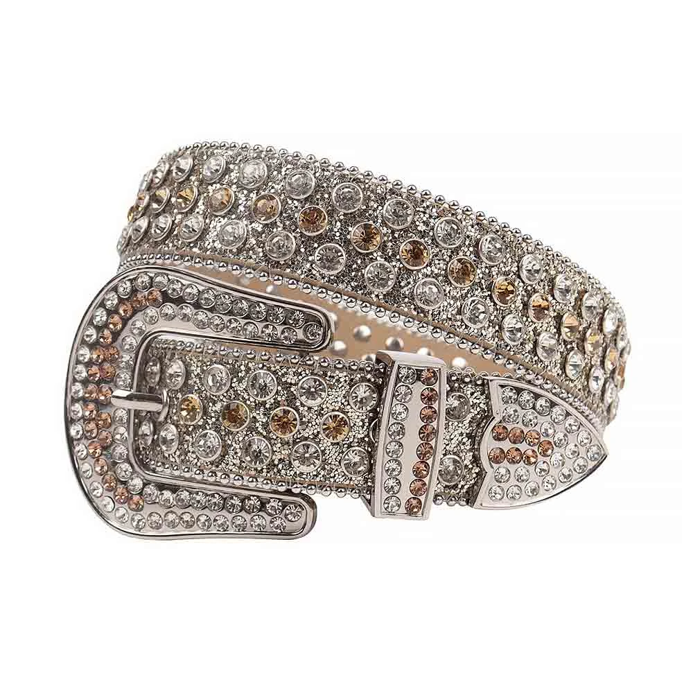 Belt Rhinestone Glamorous Rhinestone Silver Belt with Crystal Diamonds