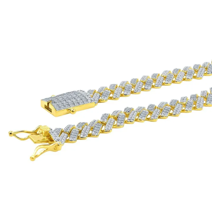 Belt Rhinestone Men's Gold-Plated Miami Cuban Link Chain - 12MM